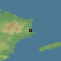 Shaded relief of the 59 km around Ceiba, drawn from the GMTED2010 grid