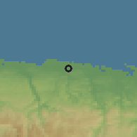 Shaded relief of the 59 km around Ceiba, drawn from the GMTED2010 grid