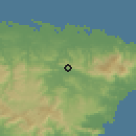 Shaded relief of the 59 km around Celada, drawn from the GMTED2010 grid