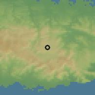 Shaded relief of the 59 km around Cidra, drawn from the GMTED2010 grid
