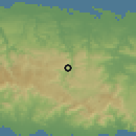 Shaded relief of the 59 km around Comerío, drawn from the GMTED2010 grid