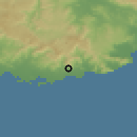 Shaded relief of the 59 km around Corazón, drawn from the GMTED2010 grid