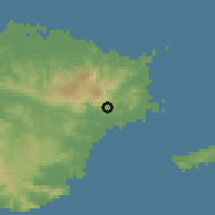Shaded relief of the 59 km around Duque, drawn from the GMTED2010 grid