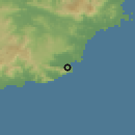 Shaded relief of the 59 km around El Negro, drawn from the GMTED2010 grid