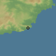 Shaded relief of the 59 km around Emajagua, drawn from the GMTED2010 grid