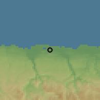 Shaded relief of the 59 km around Garrochales, drawn from the GMTED2010 grid
