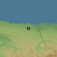 Shaded relief of the 59 km around Hatillo, drawn from the GMTED2010 grid