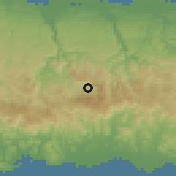 Shaded relief of the 59 km around Jayuya, drawn from the GMTED2010 grid