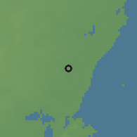 Shaded relief of the 58 km around Shaqrā, drawn from the GMTED2010 grid