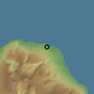 Shaded relief of the 58 km around Sainte-Suzanne, drawn from the GMTED2010 grid