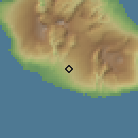 Shaded relief of the 58 km around Le Tampon, drawn from the GMTED2010 grid