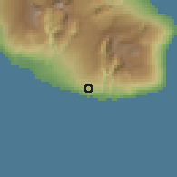 Shaded relief of the 58 km around Petite-Ile, drawn from the GMTED2010 grid