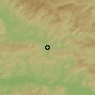Shaded relief of the 51 km around Brad, drawn from the GMTED2010 grid