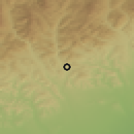 Shaded relief of the 51 km around Brebu, drawn from the GMTED2010 grid