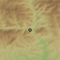 Shaded relief of the 51 km around Brezoi, drawn from the GMTED2010 grid
