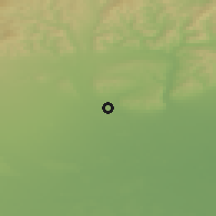 Shaded relief of the 52 km around Bucov, drawn from the GMTED2010 grid