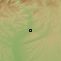 Shaded relief of the 51 km around Budeşti, drawn from the GMTED2010 grid