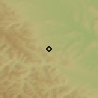 Shaded relief of the 51 km around Cacica, drawn from the GMTED2010 grid