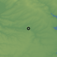 Shaded relief of the 52 km around Castelu, drawn from the GMTED2010 grid