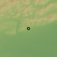 Shaded relief of the 52 km around Ceptura, drawn from the GMTED2010 grid