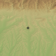 Shaded relief of the 52 km around Alunu, drawn from the GMTED2010 grid