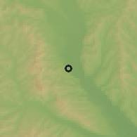 Shaded relief of the 51 km around Cleja, drawn from the GMTED2010 grid