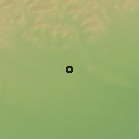 Shaded relief of the 52 km around Comişani, drawn from the GMTED2010 grid
