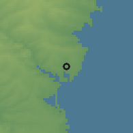 Shaded relief of the 52 km around Corbu, drawn from the GMTED2010 grid