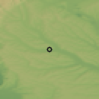 Shaded relief of the 52 km around Corcova, drawn from the GMTED2010 grid