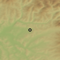 Shaded relief of the 51 km around Dumitra, drawn from the GMTED2010 grid