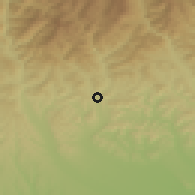 Shaded relief of the 51 km around Fieni, drawn from the GMTED2010 grid