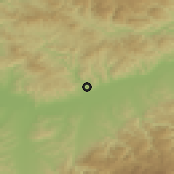 Shaded relief of the 51 km around Geoagiu, drawn from the GMTED2010 grid