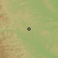 Shaded relief of the 51 km around Girov, drawn from the GMTED2010 grid