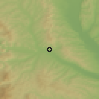 Shaded relief of the 51 km around Gura Văii, drawn from the GMTED2010 grid