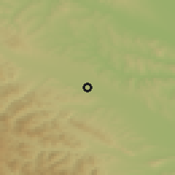 Shaded relief of the 51 km around Baia, drawn from the GMTED2010 grid