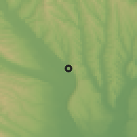 Shaded relief of the 51 km around Homocea, drawn from the GMTED2010 grid