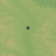 Shaded relief of the 51 km around Horia, drawn from the GMTED2010 grid