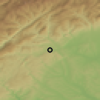 Shaded relief of the 52 km around Baiă de Arama, drawn from the GMTED2010 grid
