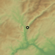 Shaded relief of the 52 km around Băile Herculane, drawn from the GMTED2010 grid