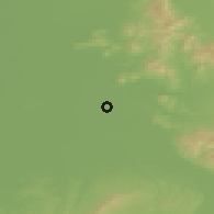 Shaded relief of the 50 km around Livada, drawn from the GMTED2010 grid