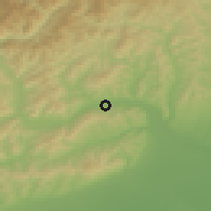 Shaded relief of the 51 km around Măgura, drawn from the GMTED2010 grid