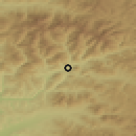 Shaded relief of the 51 km around Măieru, drawn from the GMTED2010 grid