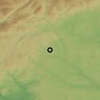 Shaded relief of the 52 km around Bala, drawn from the GMTED2010 grid