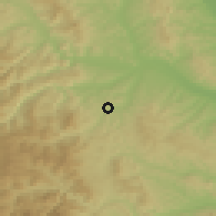 Shaded relief of the 51 km around Mânăstirea Caşin, drawn from the GMTED2010 grid