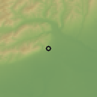 Shaded relief of the 51 km around Merei, drawn from the GMTED2010 grid