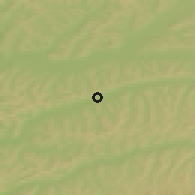 Shaded relief of the 51 km around Mica, drawn from the GMTED2010 grid