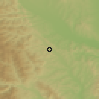 Shaded relief of the 51 km around Balcani, drawn from the GMTED2010 grid