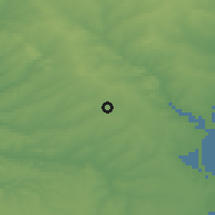 Shaded relief of the 52 km around Nicolae Bălcescu, drawn from the GMTED2010 grid