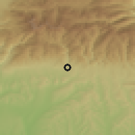 Shaded relief of the 51 km around Novaci, drawn from the GMTED2010 grid