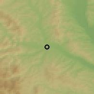 Shaded relief of the 51 km around Oneşti, drawn from the GMTED2010 grid